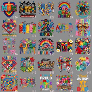 Autism Family 64 Design DTF Transfer, Proud Mom Dad Iron On, Awareness Heart Puzzle, Ready to Press Collection image 7