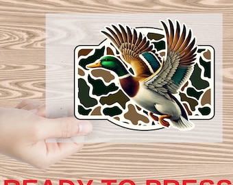Mallard Duck DTF Transfer, Ready to Press Wildlife, Duck Hunting Design, Perfect for Waterfowl Hunters, High Quality and Easy Application