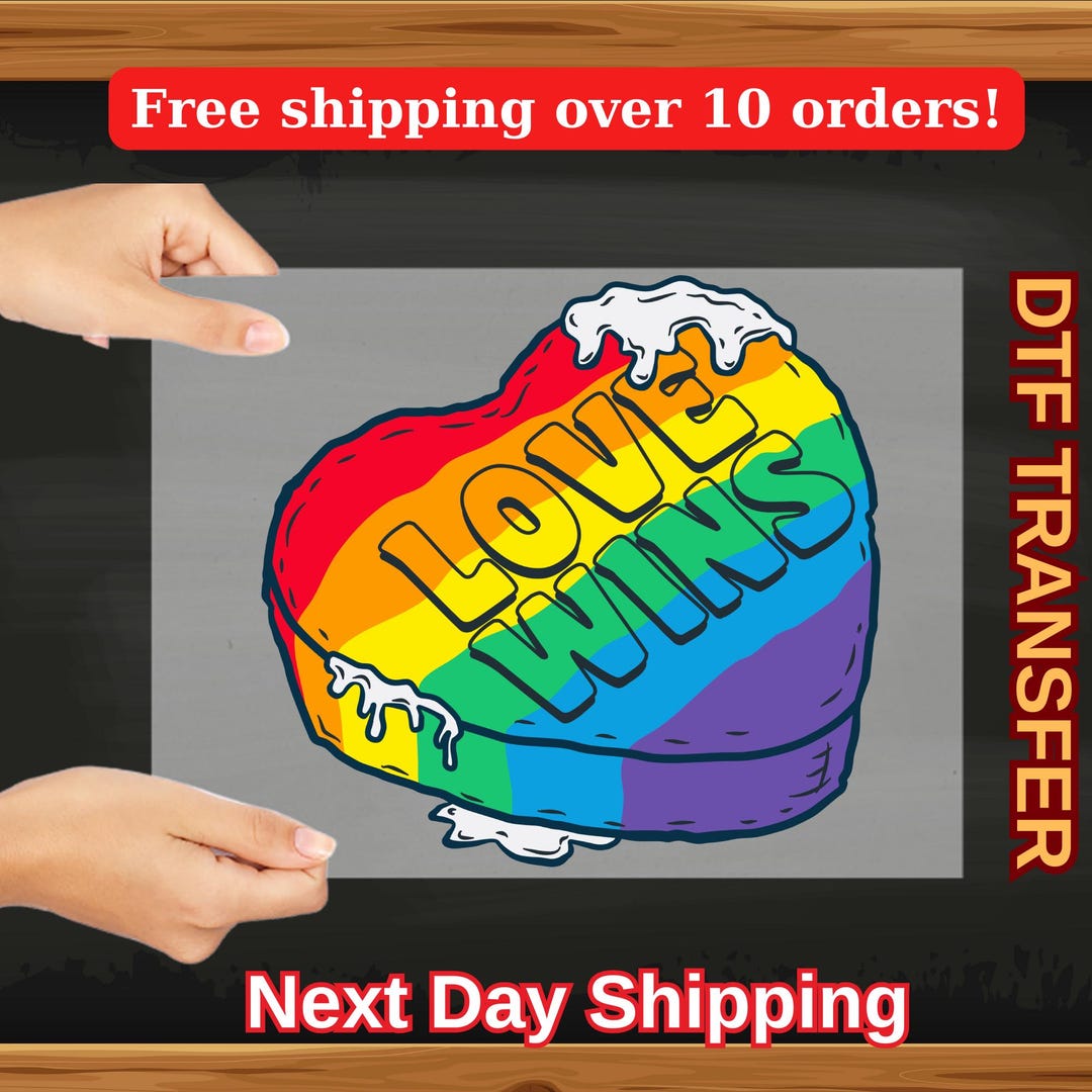 Love Wins Rainbow Heart DTF Transfer, LGBTQ Pride Shirt Print, Colorful ...