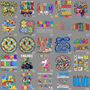 Autism Family 64 Design DTF Transfer, Proud Mom Dad Iron On, Awareness Heart Puzzle, Ready to Press Collection image 5