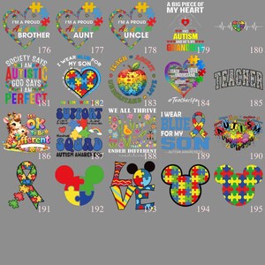 Autism Family 64 Design DTF Transfer, Proud Mom Dad Iron On, Awareness Heart Puzzle, Ready to Press Collection image 9