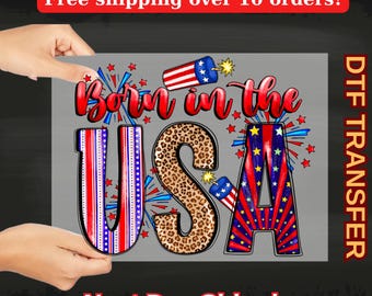 Patriotic Leopard USA DTF Transfer, Fourth of July Heat Press T-Shirt