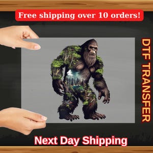 Bigfoot Forest DTF Transfer, Nature Sasquatch Shirt Iron On T Shirt, Mystical Camping Heat Press Print, Tree Man Wilderness Sublimation Art