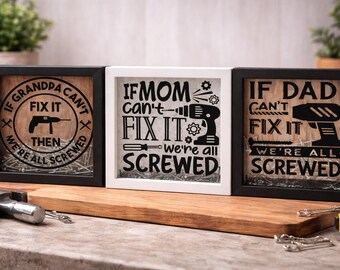 Fix It Shadow Box, Funny Dad Grandpa Mom Gift, Workshop Decor Screws