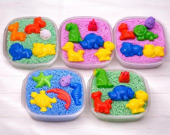 Sensory Foam Kits — Animals, Dinosaurs, Ocean & World of Animals Molds and Surprise Squishy Toy | Fun Tactile Kids Activity