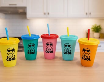 Mystery Color Changing Cold Cup 16oz with Straw –, Reusable Iced Drink Tumbler