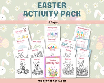 Easter Activity Pack for Kids – 18 Printable Pages | Coloring, Games, Mazes, Puzzles | Fun Educational Easter Printables