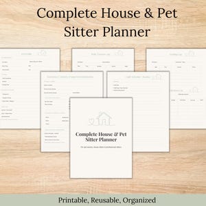 Può includere: Un completo pianificatore per la casa e l'animale domestico con pagine stampabili per proprietari di animali domestici, dog sitter e professionisti. Il pianificatore include sezioni per profili di animali domestici, contatti di emergenza, programmi giornalieri e altro.