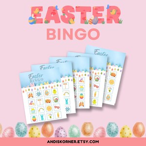 Printable Easter Bingo Game - 16 Bingo Cards - Fun Easter Activity for Kids Families - Classroom, Party, & Church Game - Instant Download