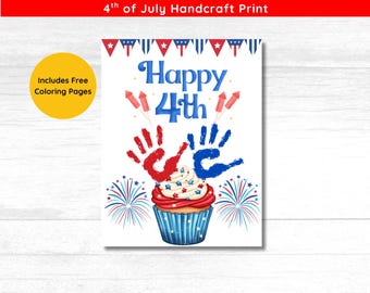 4th of July Handprint Craft for Kids | Patriotic Printable Art Activity | Independence Day DIY Keepsake | Easy July 4th Craft for Toddlers