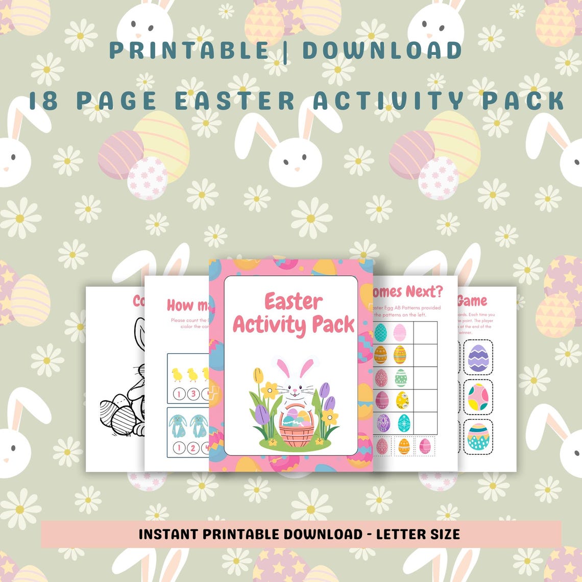 Easter Activity Pack for Kids – 18 Printable Pages | Coloring, Games ...