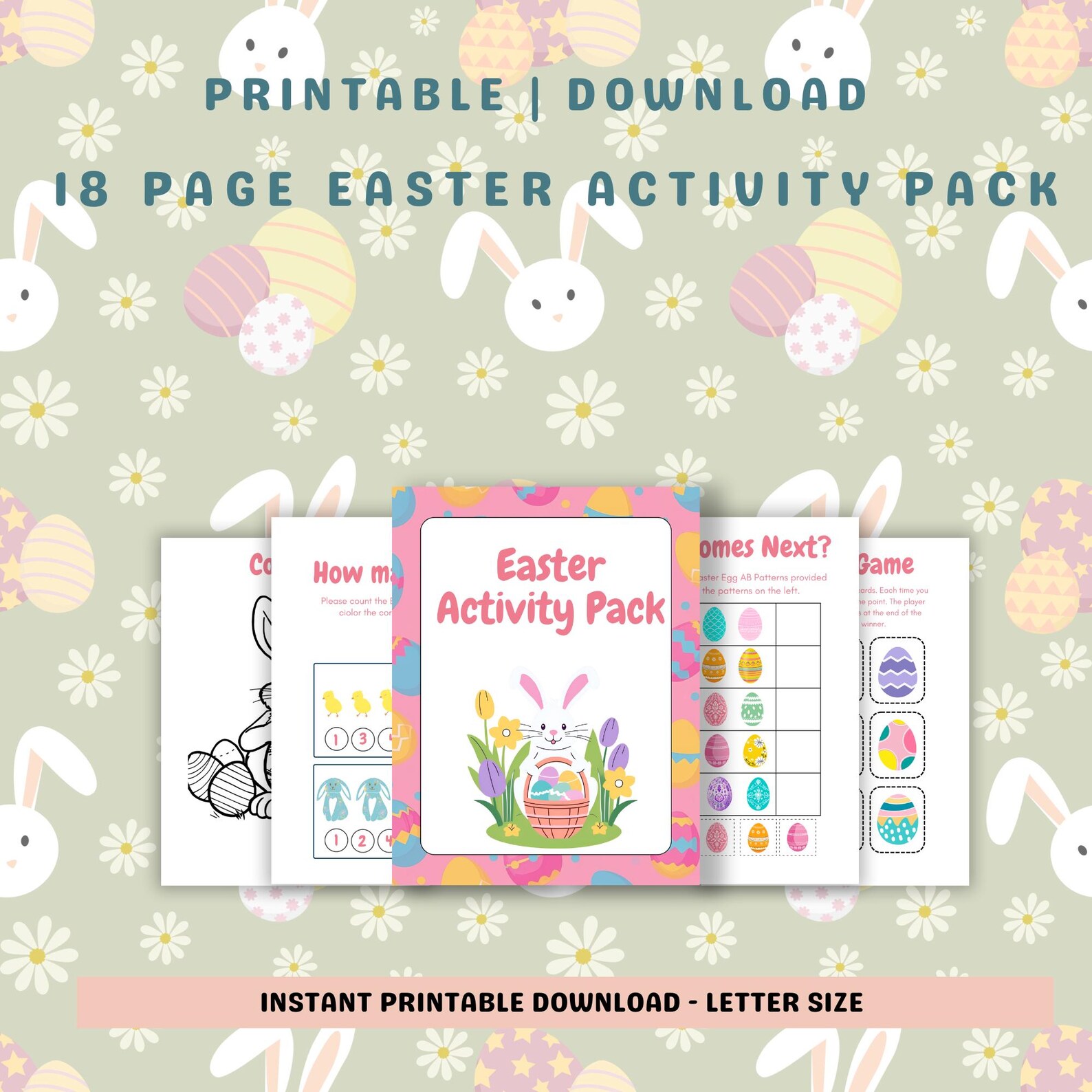 Easter Activity Pack for Kids – 18 Printable Pages | Coloring, Games ...