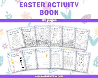 Easter Activity Book for Kids | Printable Easter Games and Coloring Pages | I Spy, Word Searches, Mazes and More
