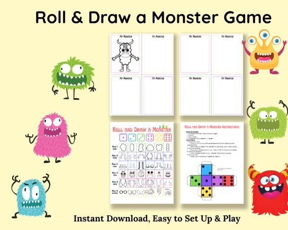 Roll A Monster | Monster Game | Draw a Picture | Roll a Dice game | Draw a Photo