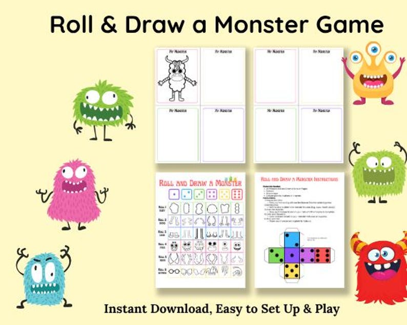 Roll A Monster | Monster Game | Draw a Picture | Roll a Dice game | Draw a Photo image 1
