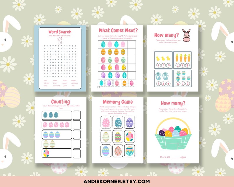 Easter Activity Pack for Kids – 18 Printable Pages | Coloring, Games ...