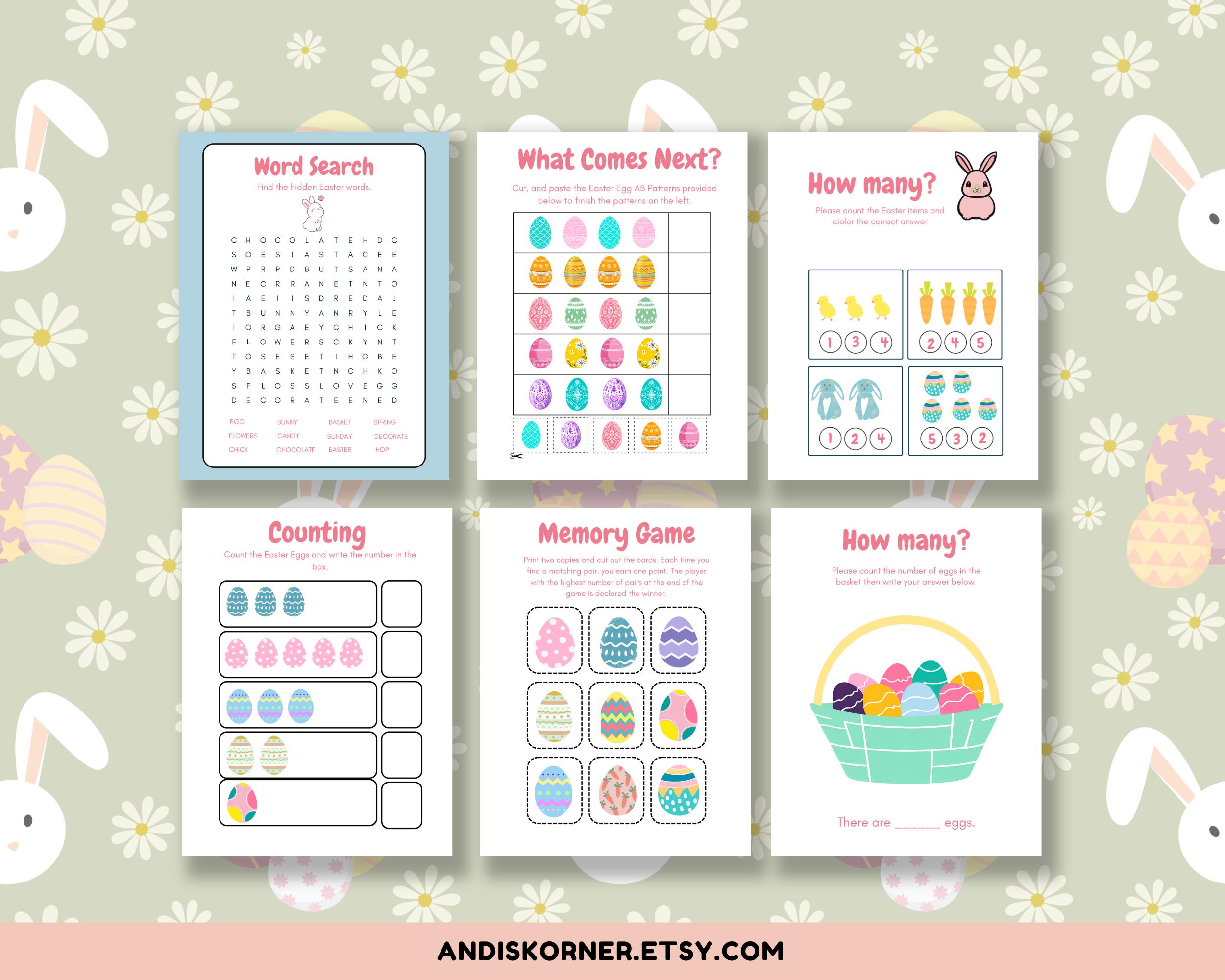 Easter Activity Pack for Kids – 18 Printable Pages | Coloring, Games ...
