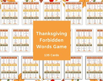 Thanksgiving Forbidden Words Game Printable | Thanksgiving Party Game for Adults & Kids | Instant Download Holiday Family Game