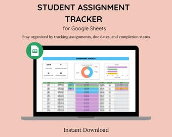 Student Assignment Tracker Google Sheets | Digital Homework Planner | One-Tab School Organizer | Editable Spreadsheet