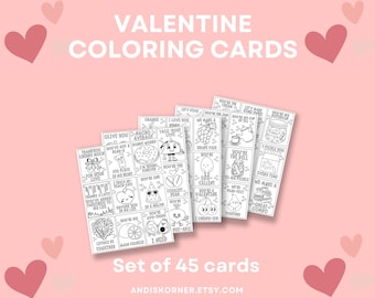 Valentinstag Karten zum Ausdrucken für Kinder - DIY Malen Sie Ihre eigenen Valentinskarten aus - Austauschkarten für das Klassenzimmer - 45 süße Designs - sofort download!