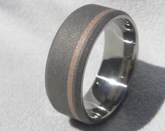 Titanium Ring With Silver Inlay Stripe Wedding Band - Etsy