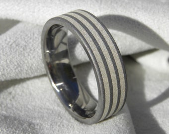 Silver and Titanium, Wedding Band, Ring, Sandblasted Finish