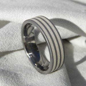 Silver and Titanium, Wedding Band, Ring, Sandblasted Finish image 1