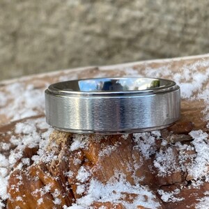 Titanium Ring, Wedding Band, Stepped Down Edges, Brushed/Polished image 1