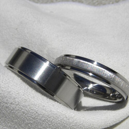 His Hers Set, Rings, Titanium Wedding Bands, Mixed shops Finishes