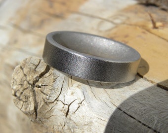 Titanium Ring, Combination Finish, Burnished Outside/Sandblasted Inside, Wedding Band