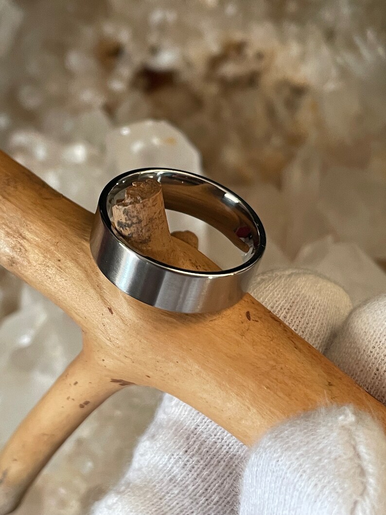 New Low Flat Profile Titanium Ring, Wedding, Anniversary, Jewelry, Satin Finish Band image 6