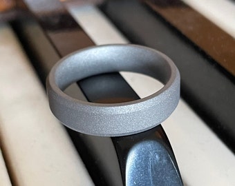 Mens Beveled Titanium Ring, All Sandblasted, Wedding Band