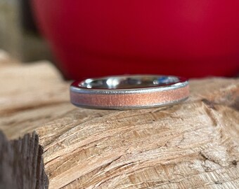 Beautiful Copper Stripe Titanium Band, Wedding Ring, Jewelry