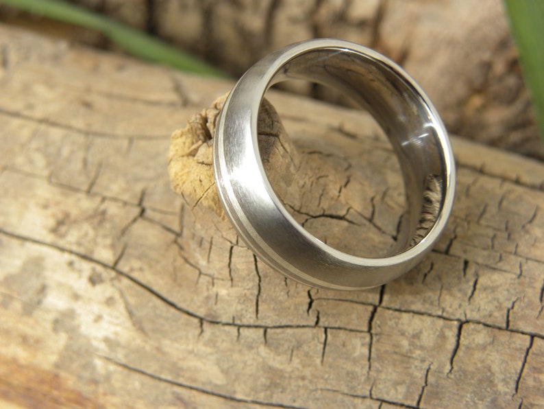 Wedding Band New Style Titanium Double Silver Stripe Ring