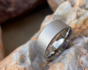 Ring for Him or Her, Solid Titanium Band, Unique Frosted Finish