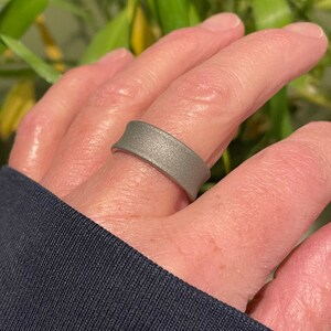 Wedding Ring, Titanium, Concave Cut Band, Sandblasted, Unisex