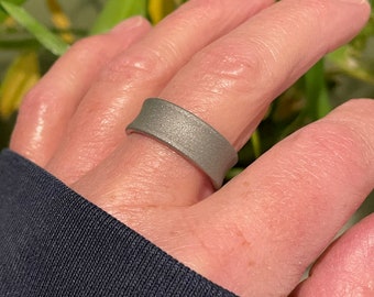 Wedding Ring, Titanium, Concave Cut Band, Sandblasted, Unisex