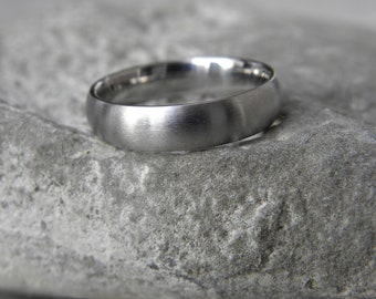 Brushed Matte Titanium Ring, Domed Wedding Band