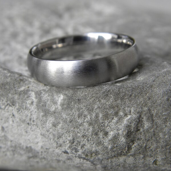 Brushed Matte Titanium Ring, Domed Wedding Band