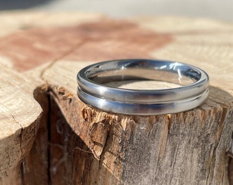 Modern Ring, Titanium Wedding Band, Unique Style, Satin Finish