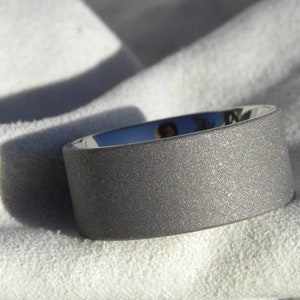 Big and Bold Titanium Band, Sandblasted Finish, Ring at 10-15mm widths