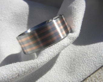 Bold Look, Comfort Fit Copper and Titanium Band, Wedding Ring, Anniversary