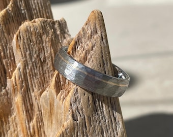 Mens Titanium Yellow Gold Ring, Comfort Fit Wedding Band