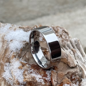 Comfort Fit Wedding Band, Solid Titanium Ring, Polished Finish, Thin Low Profile