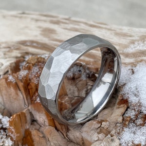 Wedding Ring, Titanium, Faceted/Ground Band, Smoothed Raw Finish image 5