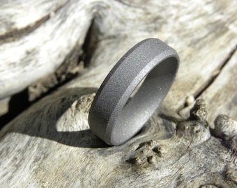 Men's Modern Style Wedding Band, Sandblasted Titanium Ring, Made to Order
