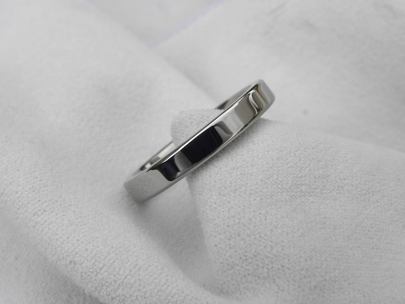 Simple Titanium Ring, Flat Profile Band, Bright Polished Finish image 7