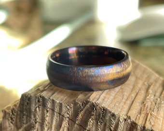 Heat Treated/Colored Titanium Ring, 6mm Width, US size 7.5, Dome Profile