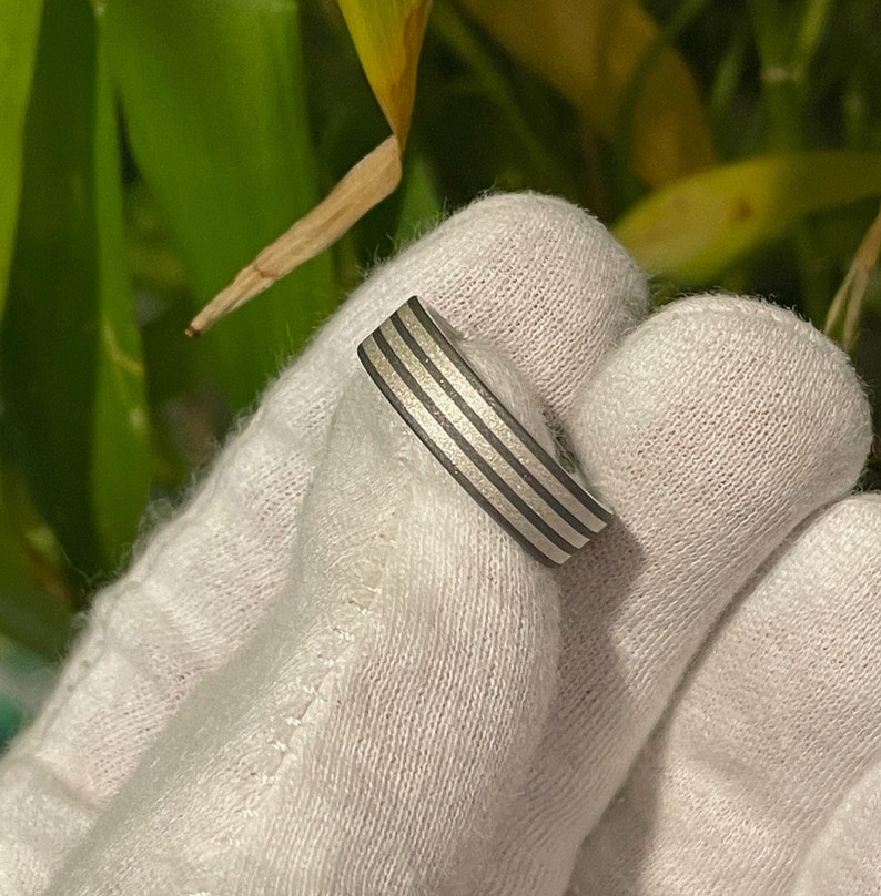 Silver and Titanium, Wedding Band, Ring, Sandblasted Finish image 6