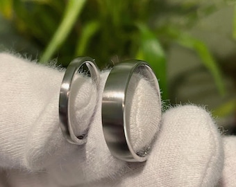 Couple Ring Set, Low Dome Profile Titanium Bands, Matching Wedding Rings